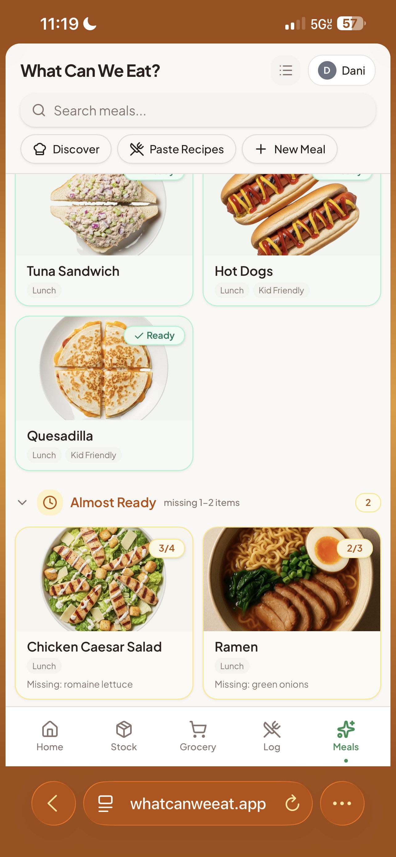 Almost ready meals